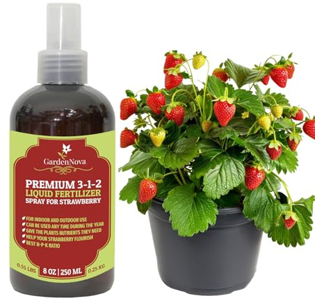 Professional Strawberry Spray Fertilizer Mist for Home Gardening | 3-1-2 Gentle Blend Mist for Healthy Leaves & Growth | Essential Nutrients for Strawberry - 8oz