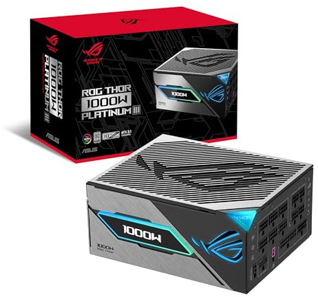 ASUS ROG Thor 1000W Platinum III PSU (80 Plus Platinum Certified, ATX 3.1, GaN MOSFET, GPU-First Intelligent Voltage Stabilizer, Magnetic OLED Display, Turbo Mode, 10-Year Warranty)