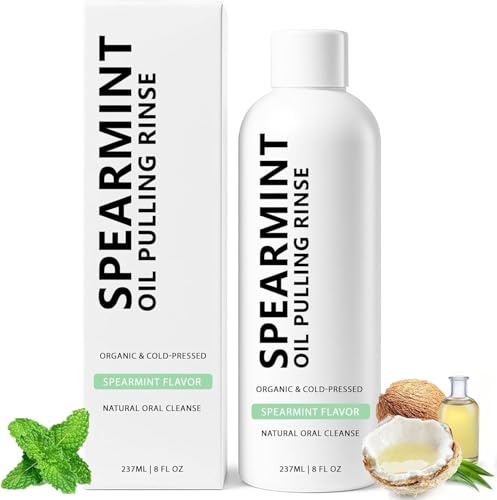 Spearmint White Oils Pulling Rinse - Natural Oral Cleanse & Teeth Whitener, White Oils Pulling Rinse, Mouthwash with Organic Cold-Pressed Coconut Oil, Say Goodbye to Bad Breath (1)