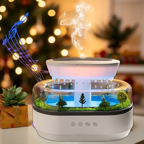 Humidificador de lluvia, difusor de aceite esencial, 250 ml, con 7 colores, luz nocturna LED, difusor de aceite aromático, humidificador con lámpara de hongos, gotas de agua para el hogar y la oficina