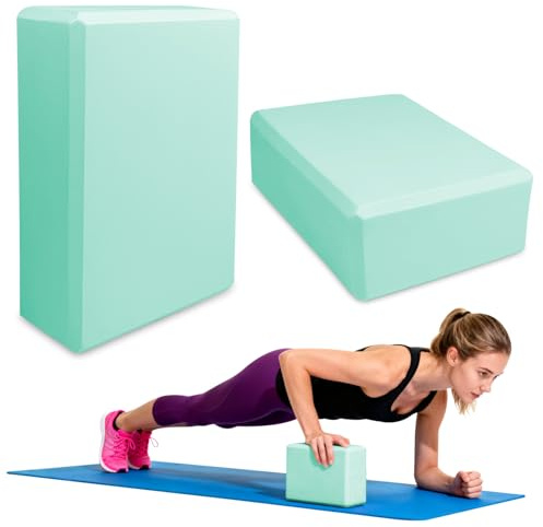 Lixiluxia 2 Piezas 23×15×7.6cm Bloque Yoga, Ladrillo Yoga, Cubos de Espuma, Ladrillos de EVA de Alta Densidad para Pilates, Ejercicio, Entrenamiento, Fitne (Azul)