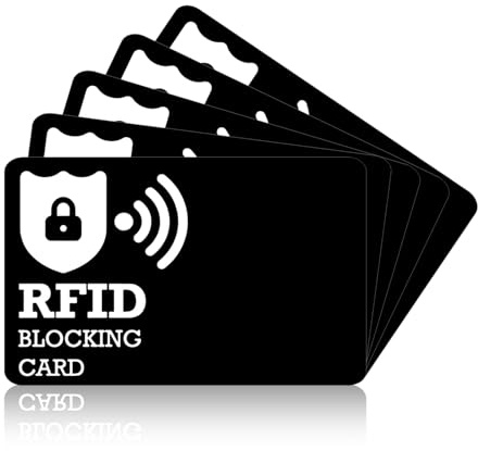 ePicsoa 5 Pack RFID Blocking Card, One Card Protects Entire Wallet/Purse, Debit Credit Card Protector, Anti-Theft Contactless NFC Blocker (Black)