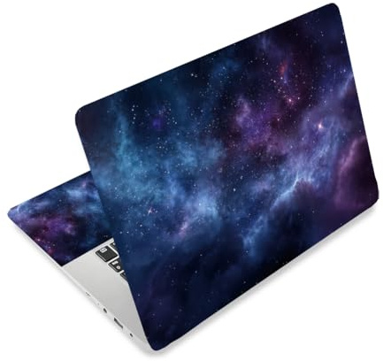 CRAFTYMELODY Autocollant pour Ordinateur Portable en Vinyle PVC avec Citation Protection Imperméable et Résistante aux Rayures Motif Nuit Étoilée Bleue et Violette.