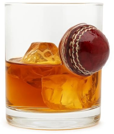 CKB LTD Cricketboll tumlare nyhet sport tema design glas unik present för cricketer, spelare, idrottare, tränare, för whisky, vatten, juice eller cocktailglas, presentförpackning (klar) enkel 1 st