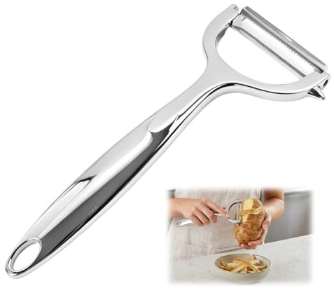 1 Pièce Éplucheur Légume Y Acier Inoxydable 304, Lame Dentelée Extra Tranchante, Poignée Antidérapante Renforcé, Passe au Lave-Vaisselle
