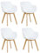 DORAFAIR 4er Set Sessel Skandinavisch Wohnzimmerstuhl Modern Esszimmerstühle mit solide Buchenholz Bein, Retro Design Stuhl für Büro Lounge Küche, Weiß