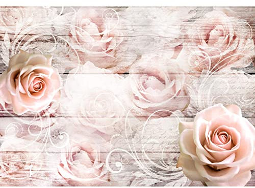 Runa Art Fototapete Vintage Blumen 352 x 250 cm Vlies Tapeten XXL Moderne Wandtapete Wohnzimmer Schlafzimmer Rosa 9463011b