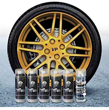 FULL DIP Pack Llantas Vinilo LIQUIDO Sprays Dorado Perla Brillo con Base Negra