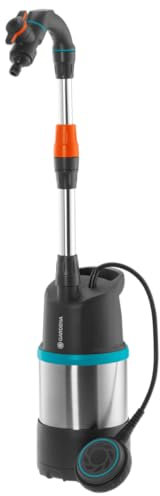 Gardena Regenfasspumpe 4700/2 inox mit Kabel: Tauchdruckpumpe mit integriertem Filter, Fördermenge 4700 l/h, rostfreies Gehäuse, Regulierventil zur Einstellung der Wassermenge (1764-20)