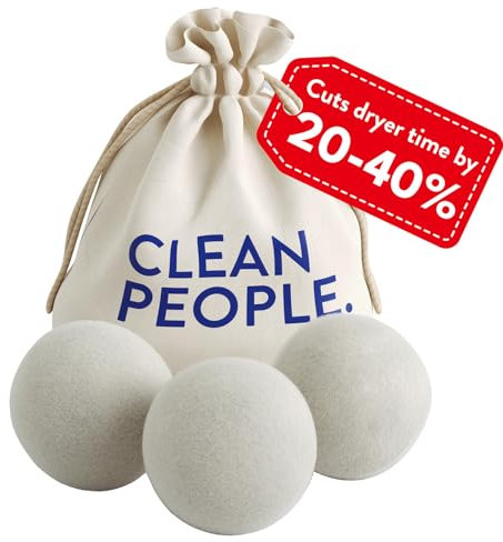 The Clean People 100% New Zealand Wool Dryer Balls - 3 Pack - for Laundry, Fabric Softening, Anti Static, No Lint, Odorless and Reusable