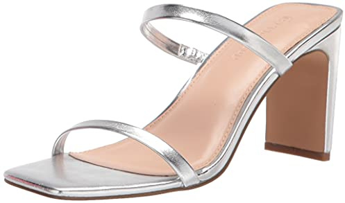 The Drop Avery - Sandali Con Tacco Alto A Due Cinturini da Donna, Argento, 39 EU