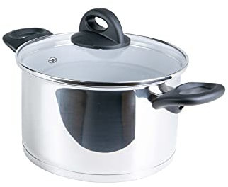 Genius Cerafit Steel Kochtopf 20cm + Glasdeckel - Edelstahl-Topf beschichtet mit 3,5l Fassungsvolumen | Nudeltopf für alle Herdarten & Induktion | Sandwichboden mit Aluminiumkern