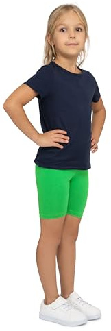 looksy Pantalones Cortos de Ciclismo para niñas: Colores clásicos sólidos y Vivos, Cintura elástica, Tela de algodón cómoda y Transpirable, duraderos y fáciles de Usar, Verde 9 años (134 cm)