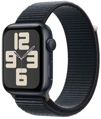 Apple Watch SE (2nd Gen, 2023) [GPS 44mm] Smartwatch with Midnight Aluminium Case with Midnight Sport Loop. Fitness & Sleep Tracker, Crash Detection, Heart Rate Monitor, Carbon Neutral