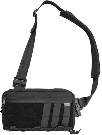 TACTICAL_GEEK Cache L3C EDC Sling Bag Chest Crossbody Bag, 1000D OXFORD CLOTH Umhängetasche, Bauchtasche Schultertasche Brusttasche mit Verstellbarer Schultergurt für Reise Schule Wandern, Schwarz