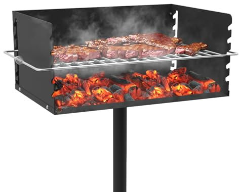 Toriexon Park Style Holzkohlegrill, robuster Parkgrill mit Edelstahlgrillrost und Abdeckung für kommerzielles und Outdoor-Kochen, 65,5 cm L x 43,2 cm B x 27,9 cm H