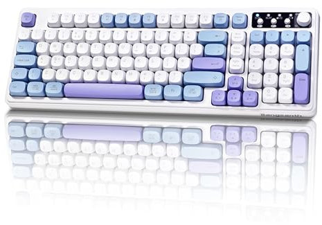 Bangsanth Wireless Keyboard, RGB Gaming Keyboard, Tri-mode BT5.0/2.4GHz/USB-C, 99-Key Creamy, Anti-ghosting Keys, Compatible with PC, Mac, Gaming Consoles, UK Layout