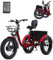 KAKIGO Faltbar E-Bike 3 Rad für Erwachsene,Elektro Dreirad Fahrrad 48V 15Ah Akku, Lasten Ebike Klapprad 50 * 10 cm Fatbike, 25km/h, Dreirad für senioren Reichweite bis zu 55-110Km
