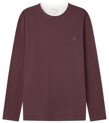 Springfield Jersey Oxford Melange con Doble Cuello Redondo L/S con Bordado De Árboles, Corinto, M