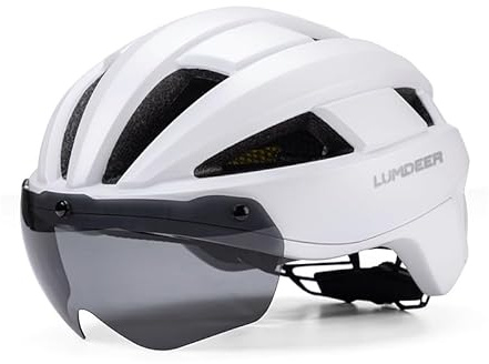 LUMDEER Fahrradhelm Herren,Rennrad Helm Männer,Fahrradhelm Damen mit Licht Abnehmbares magnetisches Visier,Leichter Allround-Helm mit Magnetverschluss
