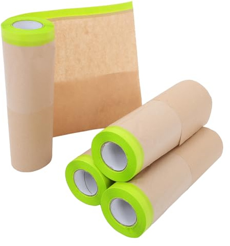 VALICLUD 4 Piezas De Película De Enmascaramiento De Pintura Papel De Envolver Cinta De Enmascarar Para Pintura De Automóviles Papel Kraft Lavable Película De Enmascaramiento Para