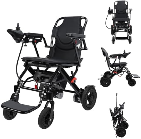 Lightweight Electric Wheelchair for Adults with 500W Dual Motor & 12-Mile Range, 10Ah Removable Battery, 120kg Capacity, Aluminium Foldable Power Wheelchair for Adults and Seniors Black UK