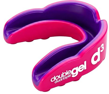 d3 Protector bucal deportivo [doble capa gel talla para adultos 12+] Protección bucal dientes para deportes de contacto Boxeo MMA Kickboxing Muay Thai Rugby Artes Marciales | Funda higiénica