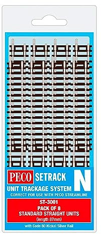 Peco N Set Track 8 X St-1 Standard Straight, 87Mm Long