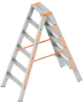 Layher Stufenstehleiter 6 Stufen 150 cm 1043 150 kg Stehleiter Stufenleiter Leiter Bauleiter Alu-Leiter Aluminium TOPIC breite Stufen
