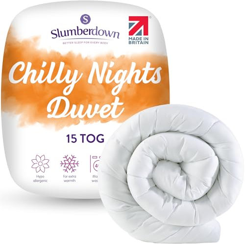Slumberdown Chilly Nights 15 Tog Double Duvet - Extra Warm, Heavyweight & Cosy Winter Quilt for Cold Nights | UK-Made, Soft Touch Cover, Non-Allergenic & Machine Washable (200 x 200cm)