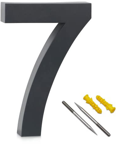 Lukadria 3D Hausnummer 7 - rostfreie Zahl für die Hauswand XXL - witterungsbeständige Haus-Nummer aus Edelstahl V2A - 25 cm hoch - Farbe Anthrazit-Grau