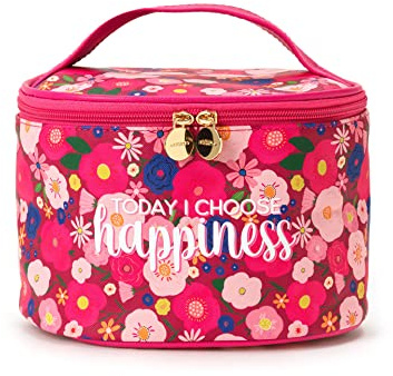 Legami - Beauty Case, Borsa per Trucchi spaziosa, Chiusura a Zip, Tasche interne, Fascette porta Pennelli, da viaggio, 21x19 cm, Tema Flowers
