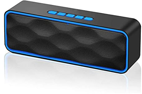 SMSOM Haut-Parleur Bluetooth Portable sans Fil, Volume stéréo, Haut-Parleur à Coupler avec Micro à encastrer de subwoofer, Radio FM, 10h Playtime