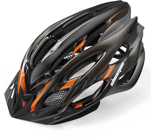 Shinmax Fahrradhelm Herren Damen Fahrradhelm mit Licht Fahrrad Helm mit Visier Helm Fahrrad Superleicht Einstellbare MTB Erwachsenen mit Aufbewahrungstasche (Schwarzes Titanorange)