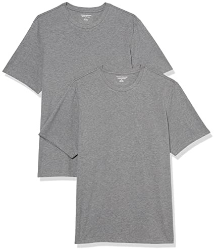 Amazon Essentials Camiseta de manga corta, cuello redondo y corte ajustado Hombre, Pack de 2