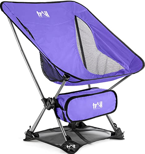 Trail Hawk Ultralight Camping Chair, Purple | Compact Folding Design, Durable 600D Polyester, Breathable Mesh Panels, Carry Bag & Ground Mat Included, 1.65kg Weight