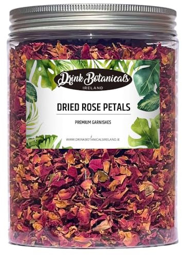 Drink Botanicals Ireland Dried Natural Rose Petals | 200+ Servings | 100% Natural Edible | Premium Dried Rose Petals For Cocktail Flowers, Decorations, Confetti, Soap Making & Tea| 60 Grams, 2.11 oz