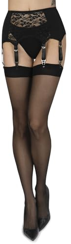 Annes styling - Collant reggicalze da donna, a tinta unita, sottili, 20 den, calze velate