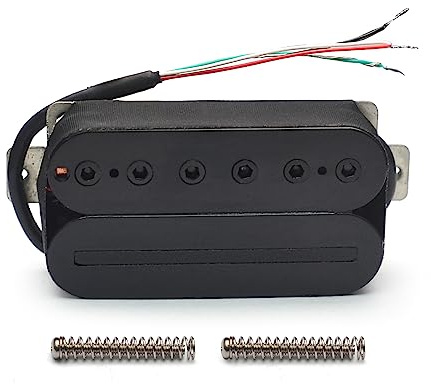 MAXCHEER Alnico 5 Bridge Electric Guitar Humbucker Blade/Hex Screw Adjusting Dual Coil Guitar Pickup with 4 Conduct Cable/Coil Splitting Black (Bridge Pickup)