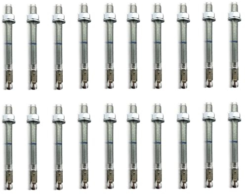 Lot de 20 chevilles professionnelles pour charges lourdes M12 x 100 - Galvanisées - Homologation ETA - Option 1 pour béton fissuré et non fissuré - Ancrage en béton pour charges élevées - Boulons