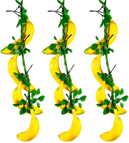 Molyorch Morlight 3 pezzi Decorazioni per Feste Natalizie, Banane finte artificiali realistiche per Natale, Banana artificiale realistica per Natale, Festival, Casa, cucina