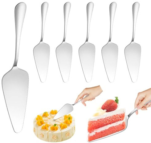 Kuchenheber, 6 Stück Kuchenheber Tortenmesser, Tortenheber Set Edelstahl, Tortenmesser, Tortenheber Edelstahl Set für Küche Restaurants Party Hochzeit(Silbrig)