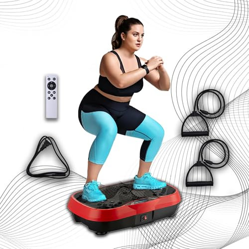 Máquina de ejercicio de placa vibratoria, plataforma de vibración con 2 cuerdas de tracción, máquina de drenaje linfático para moldear, tonificar, bienestar, recuperación y pérdida de peso para