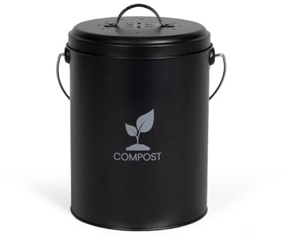 MES154N - Cubo de Compost de Cocina (6 L), Color Negro