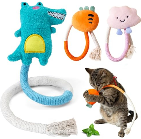 winbarry Giochi per Gatti, Giocattolo da Masticare per Gatti, Corda Dentale per Gatto, Gioco Gatto per Pulire I Denti e Scaricare Lo Stress