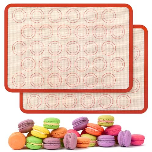 NEWTER Macarons - Tappetino da forno in silicone, antiscivolo, per macrone/torte, pane, 42 x 29 cm, 2 pezzi