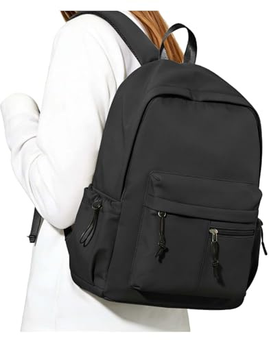 HYC00 Sac à Dos Scolaire Fille Collège Ado Sac D'école Léger Bookbag Fille Garcon Cartable Impermeable Laptop Backpack for Women Casual Daypacks pour Scolaire Voyage Travail,Noir