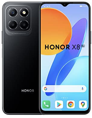 HONOR X8 Telephone Portable Débloqué 5G 6,5 Pouces, 6+128 Go, Double SIM, Smartphone Android 11, Triple Caméra 48 Mpx, Qualcomm Snapdragon 480 Plus, 5000 mAh, NFC, Noir (Reconditionné)