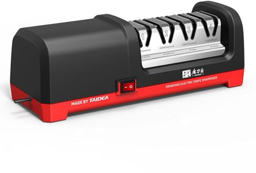Aiguiseur de Couteaux Electrique, 4 vitesses de rotation, Chef Choice, Affûtage Rapide, Meules Diamantées, Base Antidérapante, pour Couteaux de Cuisine, Ciseaux, Tournevis