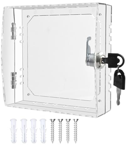 Caja de bloqueo de termostato con llave, cubierta transparente para termostato en pared, protector de controlador de CA con cerradura, caja de bloqueo de controlador de aspersores, 16 x 15 x 5,5 cm
